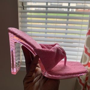 New pink chunky terry tong clear heel, brand new